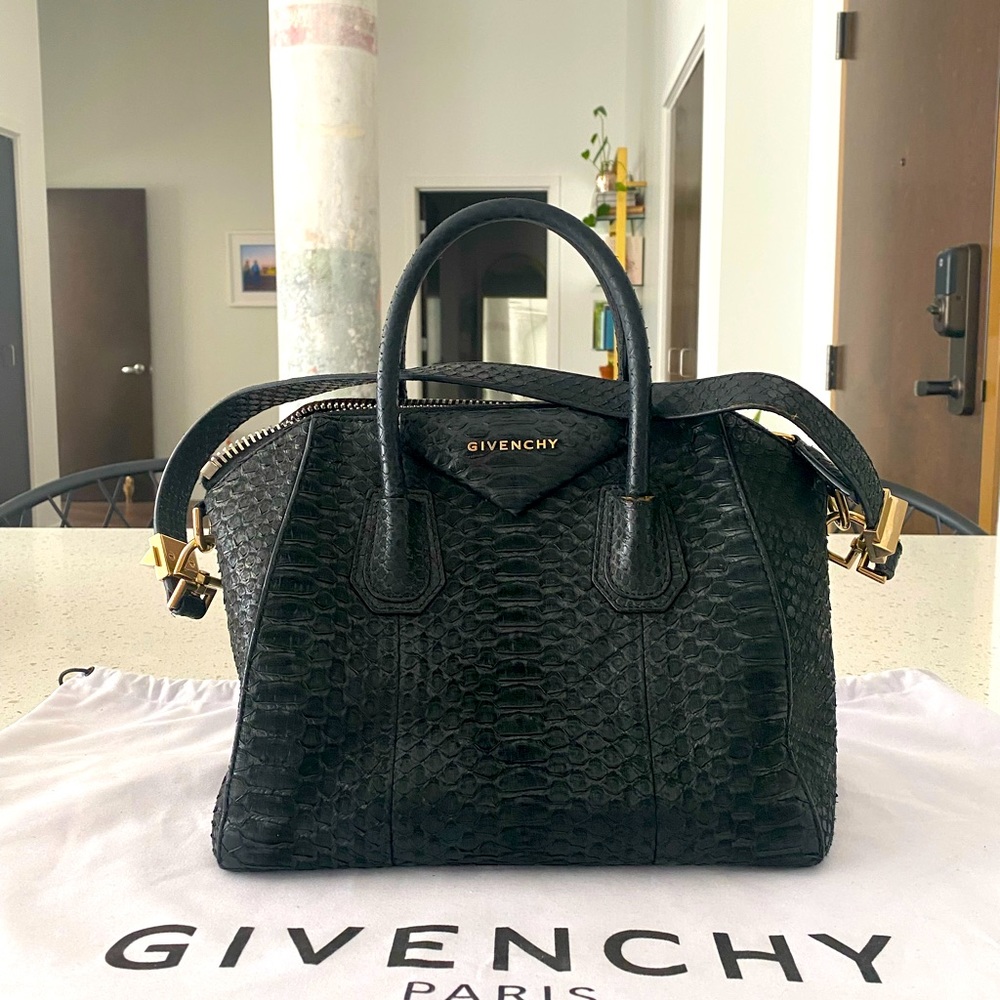 *SOLD* Givenchy Antigona Small Black Matte Python